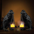 Raven Gothic Home Decor Fake Crow Light Holder Raven Lamp Tealight Candle Holder Resin Raven Statue 2PCS