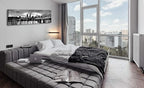 DJSYLIFE-Portland Skyline Canvas Print Modern City Landscape Wall Art USA Skyscraper Black and White Panoramic Night View Painting Office Living Room Home Decor Ready to Hang 13.8"x47.3"