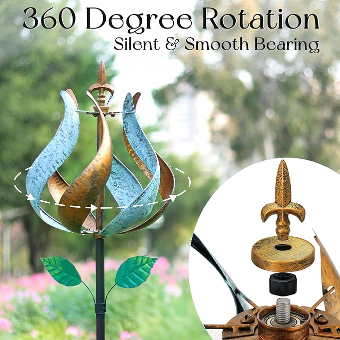 Wind Spinners for Yard and Garden, Wind Spinners Outdoor Metal Large 360 Degrees, Birthday Gifts for Women Family Outdoor Decor(Tulip 75'' x 14'')