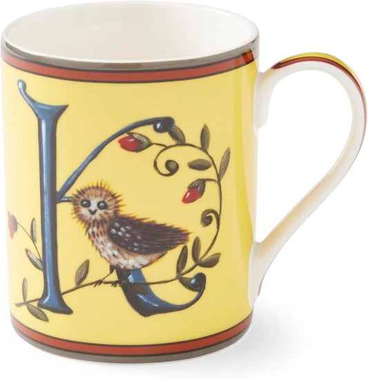 Spode Kit Kemp 12oz Mug in Fine China, K Initial - Custom Coffee Cup for Hot Beverages, Personalized Gift Idea for Her, Him, Friends, Coffee Lovers - Stylish Letter Mug for Daily Use, Dishwasher Safe