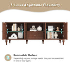 ARTPOWER 67'' Mid-Century Modern TV Stand with Storage Drawer and Doors, Long TV Stand with Adjustable Shelves for 75 Inch TV for Living Room, Bedroom, Brown