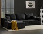 40" Square Stuffed Ottoman Pouf for Sofa Couch, Corduroy Poufs with Foam Chunk Filling, Furry & Fluffy Foot Stool Movable Ottoman. 40 * 40 Floor Poufs Foot Rest for Living Room, Black