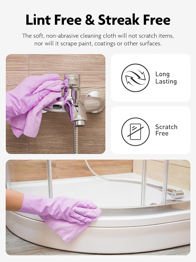 Fantasticlean Microfiber Cleaning Cloth Roll -75 Pack, Tear Away Microfiber Towels, 12" x 12", Reusable, Washable, Scratch Free, Ultra Absorbent Dish Rags for Car, Home, Garage or Shop (Purple)