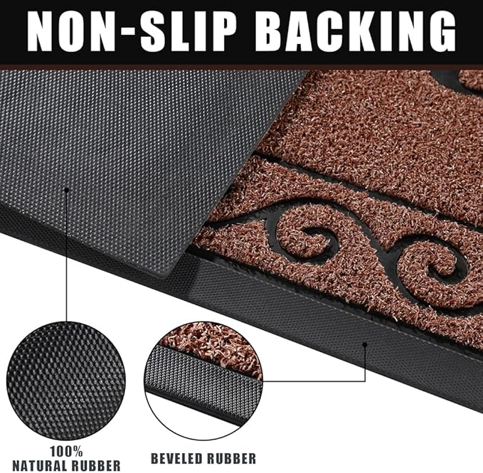 Yimobra Welcome Mat, Heavy Duty Sturdy Door Mats for Home Entrance Outdoor Indoor, Front Doormat for Outside Patio Floor Entry Porch Garage Office, Waterproof, Low Profile, 47 x 24, Maroon