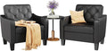STHOUYN Living Room Chairs Black Leather Accent Chairs Set of 2, Waiting Room Arm Chairs, Reading Chairs for Bedroom Comfy Club Chair Tufted, Office Small Space (2, Black)