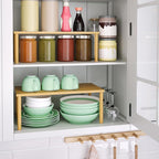 Cabinet Organizer Shelf(Set of 2),Kitchen Counter Shelves,Bamboo Stackable Expandable Spice Rack Countertop(Large)