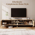 TV Stand for Living Room - up to 80 Inch TVs Mid Century Modern Entertainment Center with Storage and Adjustable Shelves, Media Console Table Oak 70"