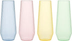 48 Pack Ribbed Ripple Stemless Toasting Glasses, Origami Durable 9 Oz BPA-Free Disposable Plastic Champagne Flutes for Weddings, Bars, Events, and Celebrations (48, Ribbed Color Collection)