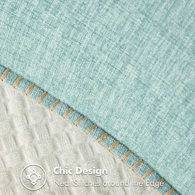 MIULEE Pack of 2 Couch Throw Pillow Covers 18x18 Inch Aqua Green Farmhouse Decorative Pillow Covers with Stitched Edge Soft Chenille Solid Dyed Spring Pillow Covers for Sofa Bed Living Room