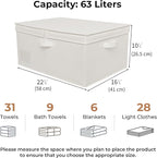 GRANNY SAYS Fabric Storage Bin with Lid, Decorative Storage Box for Shelves, Container Storage Basket Organizer, Closet Bins with Lids for Organizing, Jumbo, Ivory, 1-Pack