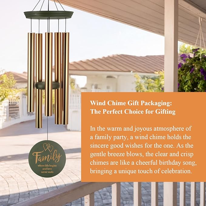 Wind Chimes for Outside, Large Outdoor Windchimes with Engraved Tree of Life, Premium Tuned Metal Chimes for Mother/Grandma, Home & Garden Decor with Soothing Tone