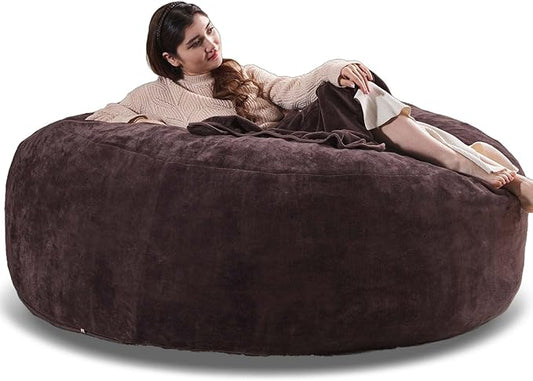 6FT,Oversized Bean Bag Chairs for Adults,Giant beanbag with Filler Included，Fluffy Memory Foam,Soft and Comfy Corduroy Fabric,Gaming Chairs Suitable for Living Room and Bedroom (Brown, 6 Foot)