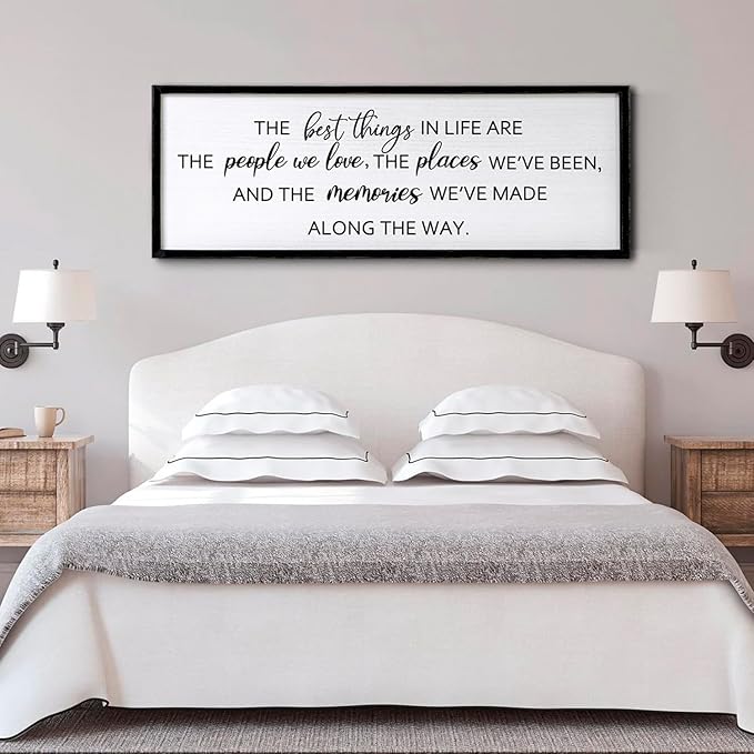 The Best Things in Life Framed Wall Art, 40''×15'' Rustic The Best Things in Life Sign for God Jesus Christ Prayer, Horizontal Holy Inspirational Family Home Decor