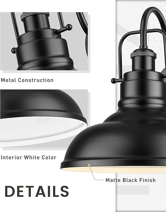 zeyu 11 Inch Modern Gooseneck Barn Light, 1-Light Wall Sconces, Industrial Wall Lantern for Porch, Kitchen, Black Finish, 016-1B BK