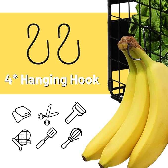 2 Set Magnetic Shelf for Fridge, Fruit Potato & Onion Storage Bins, Pantry Organizers & Storage, Large Container Magnetic Basket for Refrigerator, Kitchen Counter, Cabinet, Magnetic Fridge Organizer