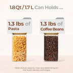 ComSaf 1.8 Qt Rectangle Glass Storage Containers with Lids, Glass Jars with Bamboo Lids, Clear Food Storage Jar, Sugar Coffee Containers, Pantry Storage Container for Pasta Rice Flour Oats Nuts Tea