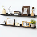 Picture Ledge Shelf for Wall, 36 inch Solid Pine Wood Nursery Book Shelves 2 Packs, Floating Ledge Shelves for Kids' Room Bedroom Bathroom Living Room Photo Frames Office Nursey Wall Decor, Black