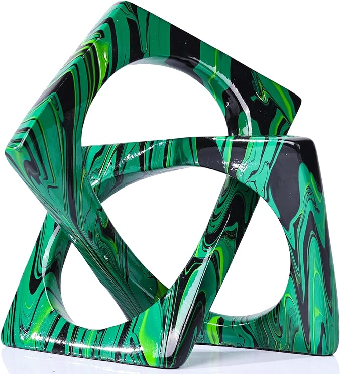 XMGZQ Emerald Green Knot Statue for Coffee Table Centerpiece Decor,Modern Abstract Art Geometric Sculpture and Figurines, Home Decor Accent,Cube Knick Knacks for Shelves,Bookshelf,Entryway,Floating