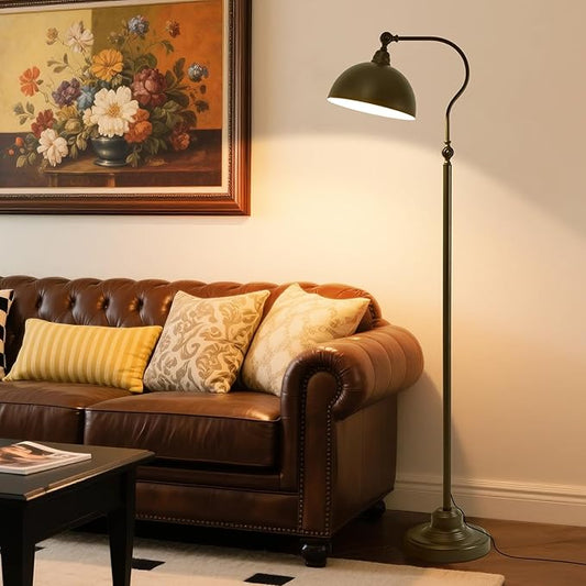 Bright Reading Floor Lamp with Remote Control and Bluetooth Dimming,Rustic Vintage Living Room Bedroom Bedside Office Study Library Adjustable Black Standing Warm Lights, Mid Century Modern Home Decor