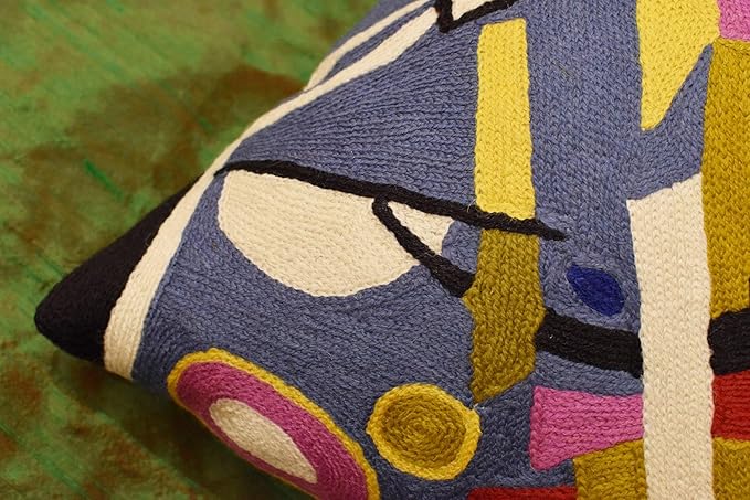 Kandinsky Modern Pillow Cover Frame Gray Abstract Pillowcase Grey Modern Chair Cushion Contemporary Outdoor Pillows Kids Room Handembroidered Wool Size 18x18