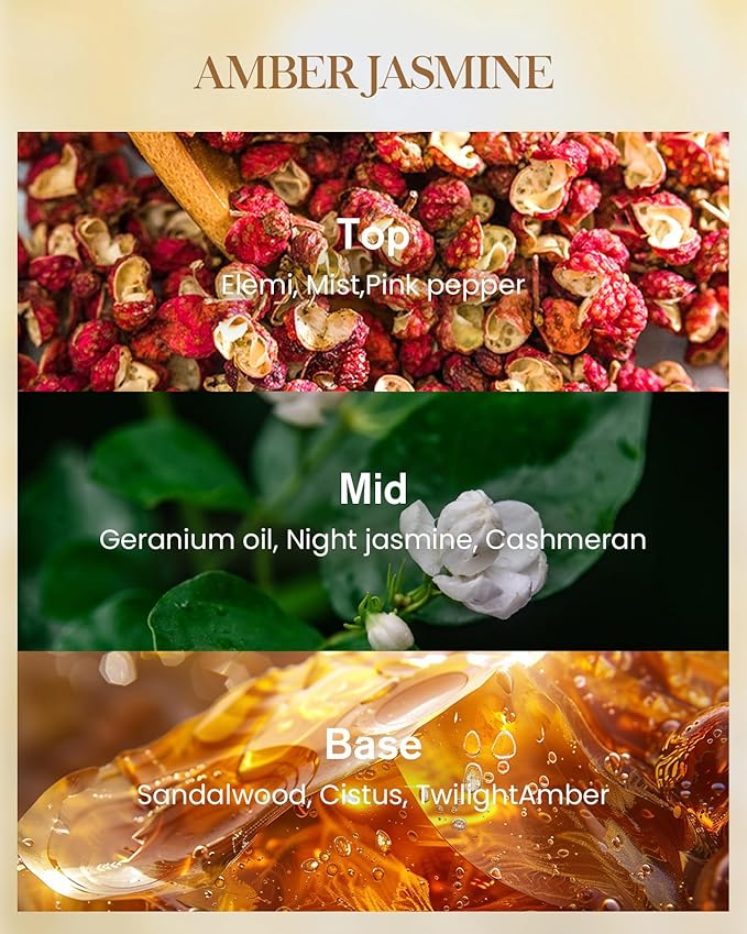 M&SENSE Amber Jasmine Scented Candle 35oz 150H Long Lasting, 3 Wick Soy Candles Aromatherapy Stress Relief Home Fragrance Housewarming Gifts