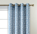 MIUCO Floral Embroidered Semi Sheer Curtains Faux Linen Grommet Window Curtain for Living Room 52 x 84 Inch 2 Panels, Dusty Blue