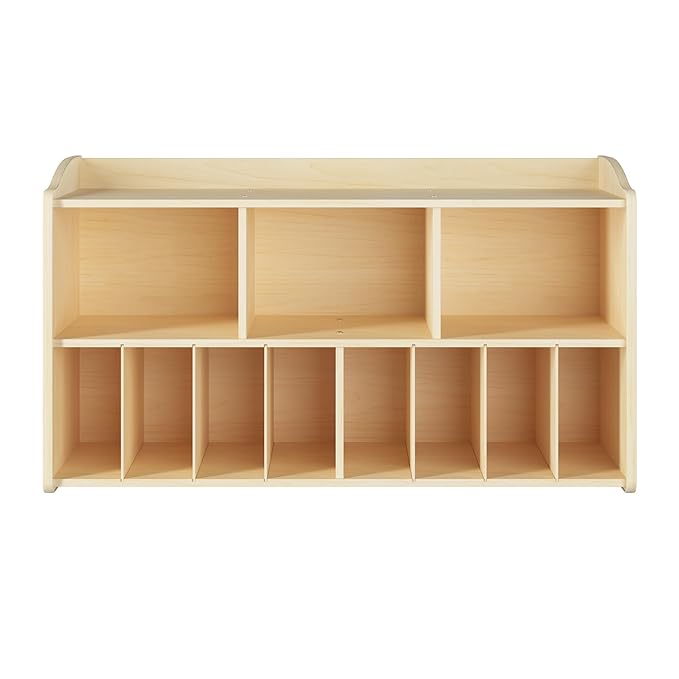 Foundations Wall-Mounted Diaper Organizer for Daycares, 3 Large & 8 Small Storage Compartments, Wood Construction, Maximum Durability