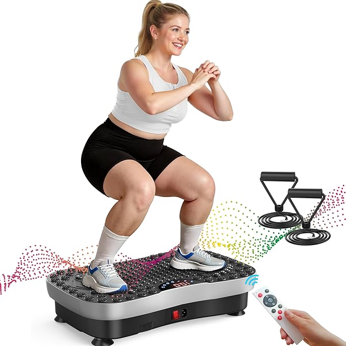 AXV Vibration Plate Exercise Machine Whole Body Workout Portable Mini Vibrate Fitness Platform Lymphatic Drainage Machine for Weight Loss Shaping Toning Wellness Home Gyms Workout (Mini)