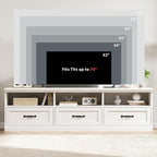 IDEALHOUSE 70in TV Stand for TVs up to 80", Mid Century Modern Entertainment Center with Storage Drawer and Open Shelves, TV Console Media Cabinet for Living Room, Bedroom, Antique White
