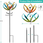 Large Solar Wind Spinners for Yard and Garden-82.6 Inch 360° Metal Wind Sculptures Outdoor Clearance Kinetic Windmills with Multi Color Led Glass Ball