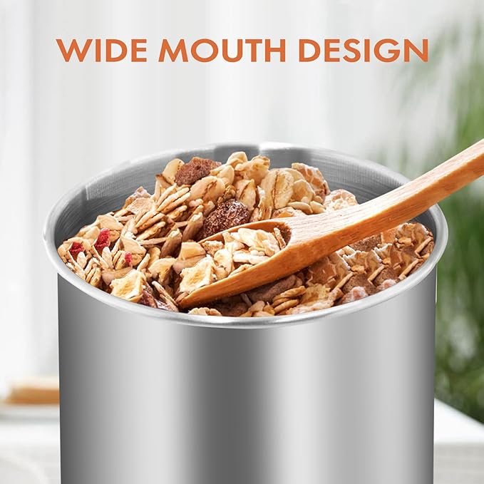 ENLOY Stainless Steel Food Storage Container Set of 3, 88/61/29 oz with Clear Glass Lids - Ideal for Coffee, Tea, Sugar, Flour Canisters