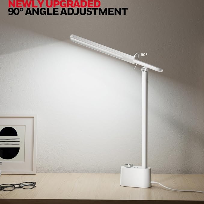 Honeywell Upgraded LED Desk Lamp - H01 Pro Sunturalux™ Foldable Desk Light with USB A+C Charging Port, 3 Color Modes Dimmable Table Lamp for Home Office Reading(White)
