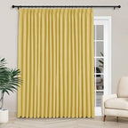 Macochico 120”Wx102”L 100% Blackout Linen Curtains Pinch Pleated Thermal Panels for Sliding Door Bedroom Living Room Farmhouse Shabby Chic Yellow Burlap Curtains with Tieback 1 Panel