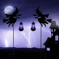 Fairy Garden Accessories Lawn Ornaments 1 Pair - Solar Lights Halloween Decorations Outdoor Garden Statue, Metal Stakes Decorative Figurines for Yard Decor, Patio (Witch)