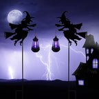 Fairy Garden Accessories Lawn Ornaments 1 Pair - Solar Lights Halloween Decorations Outdoor Garden Statue, Metal Stakes Decorative Figurines for Yard Decor, Patio (Witch)