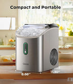 Silonn Nugget Ice Maker Countertop, Pellet Ice Machine with Self-Cleaning Function, Sonic Ice Maker Produces 33lbs of Chewable Ice in 24 Hours, Ideal for Home Kitchen and Office, Stainless Steel