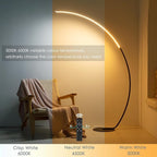 NUÜR Arc Floor Lamp, 67" Tall Black Gold LED Modern Standing Floor Lamp with Remote Control, Arched Bright Floor Lamps for Living Room Bedroom Office Home (Black)