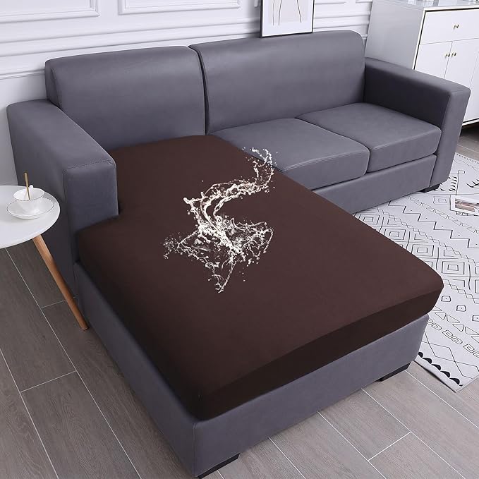 hyha Waterproof Couch Cushion Covers, Sectional Sofa Slipcovers Washable, L Shape Chaise Dog Couch Covers for Sectional Sofa, Universal Furniture Protector (1 Piece for Chaise, Chocolate)