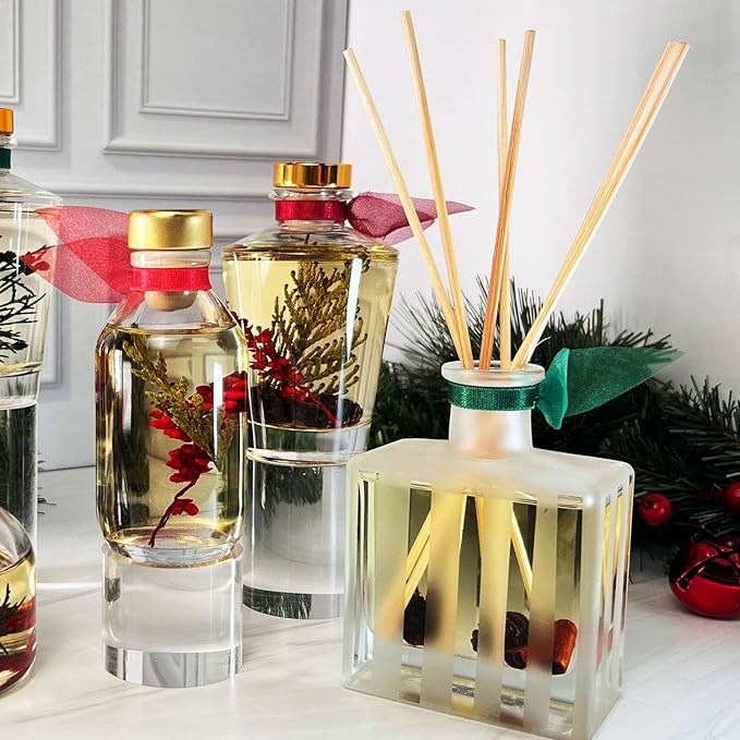 LOVSPA Reed Diffuser Set, Lush Palm & Jasmine Scented Oil Diffuser with Sticks, Home Fragrance Accessories for Bathroom Shelf Decor, Aroma Diffusers for Home or Office Desk, USA Made