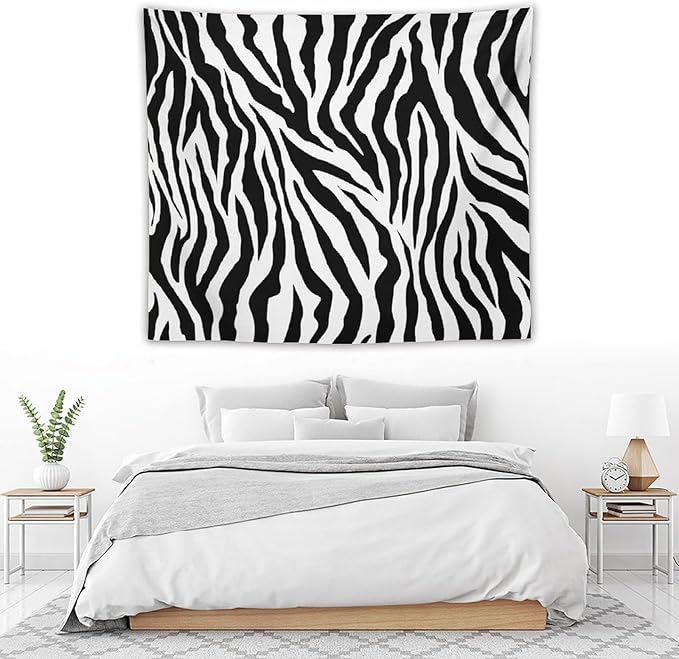 HZOHNAGO Zebra Print Tapestry Nature Wild Animals Black and White Stripe Printed Wall Tapestry Painting Wall Hanging for Bedroom Living Room Dorm 60" W x 50" H