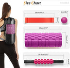 5 in 1 Foam Roller Set for Deep Tissue Muscle Massage, High Density Fitness Exercise Foam Roller, Massage Roller, Massage Ball, Resistance Band, for Whole Body (Pink-Black)