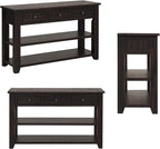 Farmhouse Wood Entryway Console Table 48-Inch Modern Sofa Entry Table with Drawers and Storage Shelves for Entrance Living Room (Black)