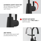 InSinkErator Stainless Steel Tank, H250MBLK-SS HOT250 System, Single-Handle Matte Black Faucet with 2/3-Gallon Instant Hot Water Dispenser