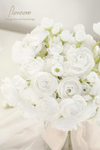 Floroom Ranunculus Artificial Flowers 18 Pcs White Faux Silk Mini Ranunculus Bulk Fake Wedding Filler Flowers for DIY Bouquets, Centerpieces, Bridal Shower Decorations & Arrangements