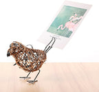 Natural Farmhouse Decor Set of 3 - Handwoven Rattan Bird Statue Table Decor, Multi-Pose Shelf & Mantel Accents