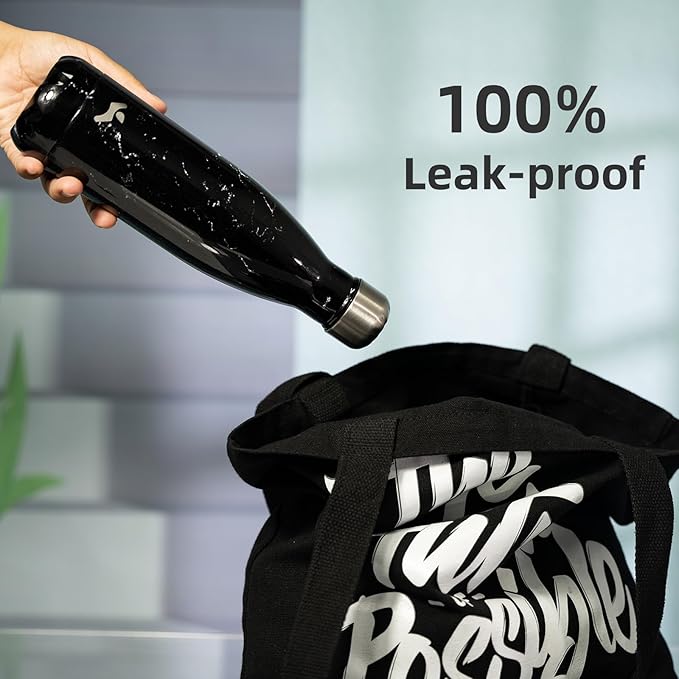 Insulated Water Bottles,25 oz Double Wall Stainless Steel Vacumm Metal Flask for Sports Travel,Midnight Black