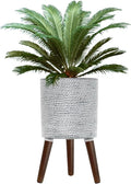 Flower Pot with Legs Tall Flower Pot with Drainage Holes for Indoor and Outdoor Decorative Planting (Gray Wave, 12 Inches)