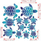 12pcs Sea Turtle Vinyl Stickers Underwater Ocean Decals Waterproof Wall Sticker Home and Bedroom Decoration, DIY Accessories, Blue