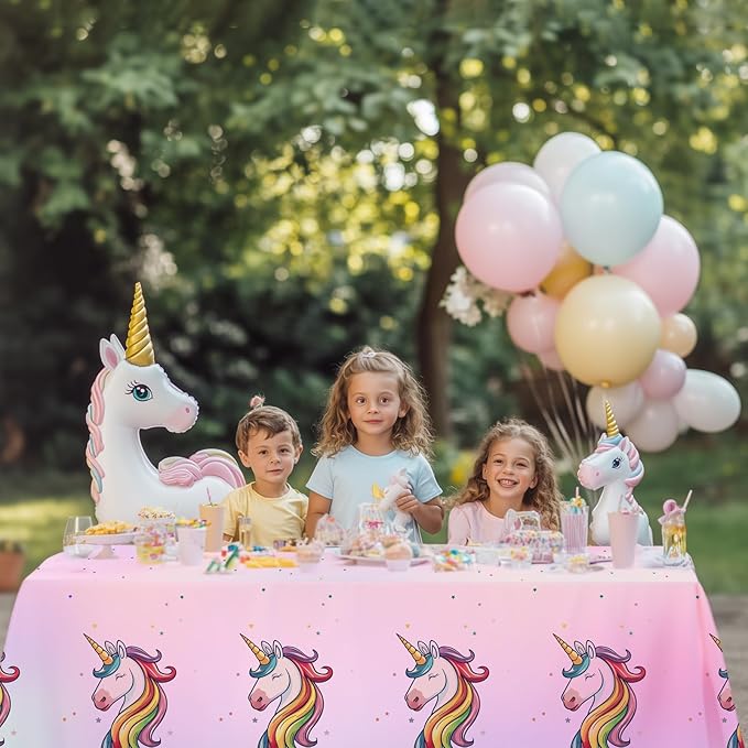 16Pcs Unicorn Tablecloths for Birthday Party, Unicorn Plastic Table Cover Disposable Party Table Cloths, unicórnio Festa Supplies for Baby Shower and Birthday Decoration for Girls (54'' x 108'')