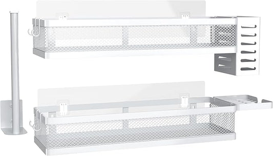 PUSDON Metal Wall Hanging Basket 2 Packs DIY Suitable for Multiple Scenes - Large White Netting Set